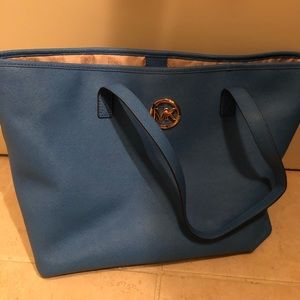 Michael Kors Blue Leather Tote Bag